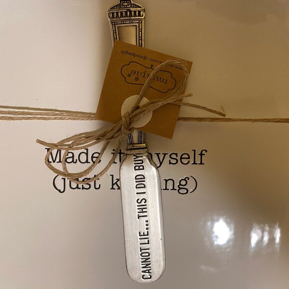 Mudpie Gift Cheese Set Decorative Ceramic Serving Board 8'' x 8'' New with Tag - Picture 3 of 5